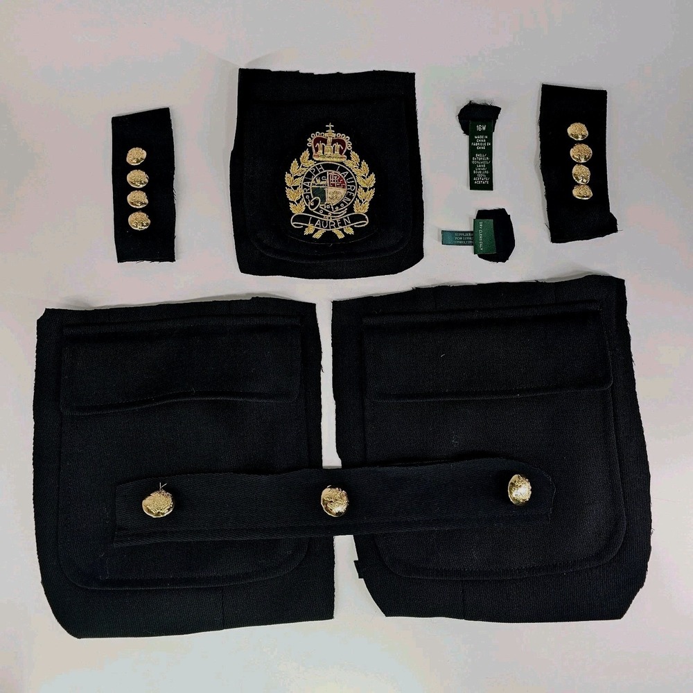 Ralph Lauren Crown Crest Patch Embroidered Gold Buttons Pockets Replacement Tags